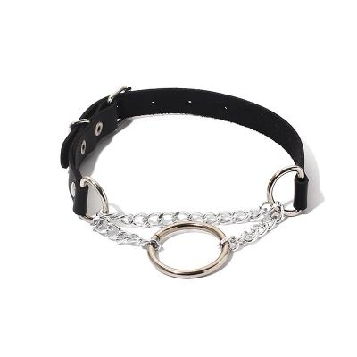 China 2022 New Women Girls Punk Style PU Choker Black Leather Collar for sale