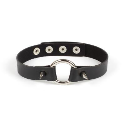 China Men's PU Cone Rivet Studs Sexy Collar Women's Gothic Silver Cool Punk Leather Choker Studs Collar for sale