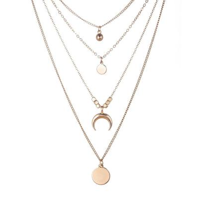 China CLASSIC Moon Bohemian Gold Fashion European and American Women's Style Multilayer Silver Pendant Necklace Jewelry for sale