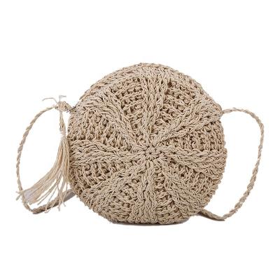 China Fashion New 2022 Summer Straw Beach Bag Rattan Round Shoulder Bag Handmade Clutch Woven For Women for sale