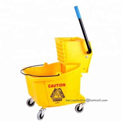 China 36 Liter Viable Cart Wringer Mop Plastic Cleaning Bucket for sale