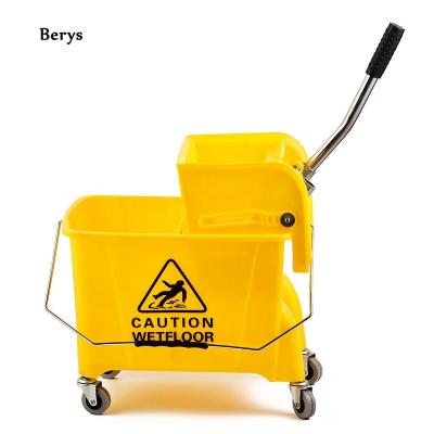 Китай 20 Liter Sustainable Broom Cleaning Bucket And Yellow Trolley Broom With Bucket Set продается