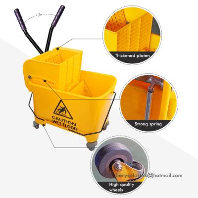 China 20L viable yellow plastic bucket and wringer mop bucket with wringer for santitationary hospital supermarket Te koop