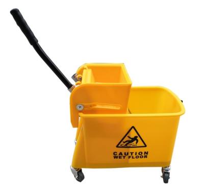 China 20L viable 20 quart broom bucket with yellow 4 wheel wringer wheelie at the bottom of the press wringer broom bucket Te koop