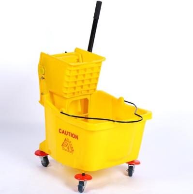 China Sustainable 45L Wringer Mop Bucket With Down Press Juicer Plastic Janitor Cart for sale