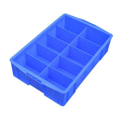 China Plastic Multifunctional Warehouse Plastic Storage Bin With Divider 6 Grid Piece Stackable Box for sale