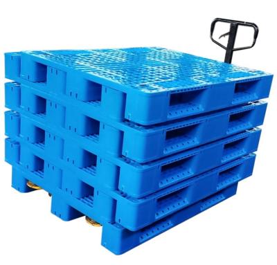 China 1200x800x150 mm Euro Standard Single Faced Entry Three Way Durable Plastic 4 Way Pallets With Anti Slip Mats Te koop