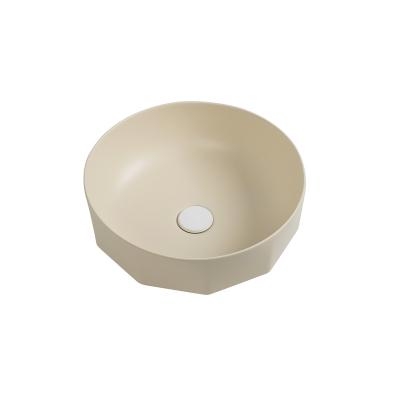 China Modern Slim Round Over Counter Basin Beige Color Lavabo Bathroom Sink Basin for sale