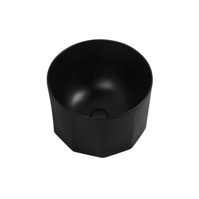 China Hot Sale Modern Art Luxury Bathroom Sinks Wash Basin Matt Black Color Ceramic Round Lavabo for sale