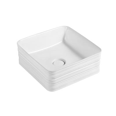 China BOLINI Modern Factory Shape Vessel Edge Wash Basin Rectangular Slim Bathroom Sink Ceramic Ceramic Over Counter Sink for sale