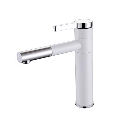 China High Quality White Basin Faucet Brass Pull Rotation 360 Sense Faucets for sale