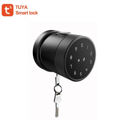 China TUYA Keyless Fingerprint Smart Password APP New Key Card Alarm Digital Door Lock Handle TUYA Round Smart Door Lock for sale