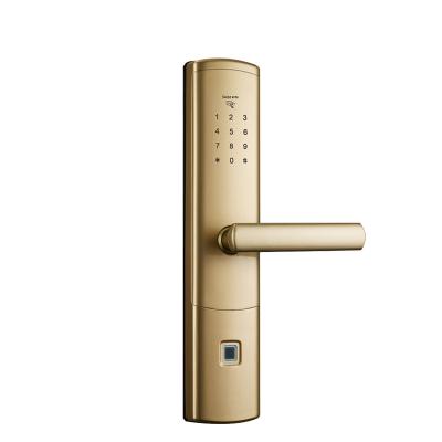 China 304 One System Remote Control Electric Smart Fingerprint Door Lock Stainless Steel Gold Security Smart Door Lock for sale