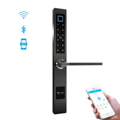 China 304 One Stainless Steel WiFi TTLock APP Waterproof Outdoor Open Smart Slide Door Lock Digital Code Fingerprint Electric Sliding Glass Wood Door Lock for sale