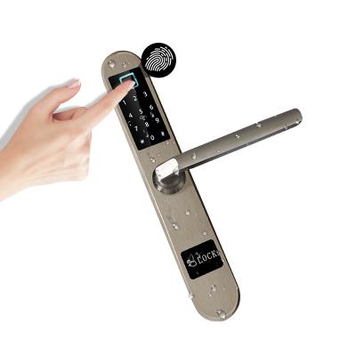 China 304 A Stainless Steel Antifreeze Door Lock Smart Fingerprint Password Sliding Door Waterproof Outdoor Lock For Aluminum Glass/Garage Door for sale