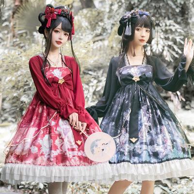 China Chinese Style Cheongsam Lolita Original Authentic Retro Polyester Lolita Long Sleeved Dress Gothic Adult OP for sale