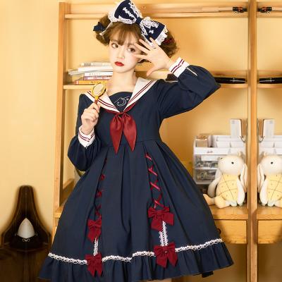 China Polyester Navy Sailor Collar Japanese School JK Adult Uniform Student Cosplay Sweet Lolita Dress OP For Women for sale