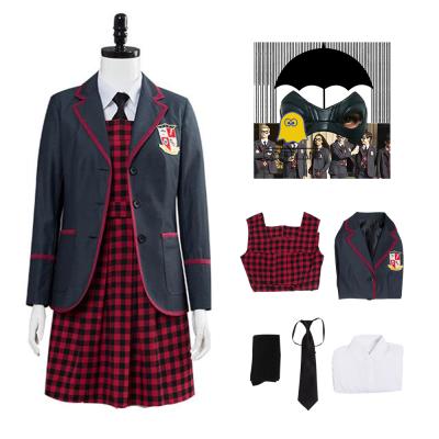 China Polyester 6 PCS Umbrella Academy Girls School Uniform Vanya Allison Cosplay Costume Halloween Carnival Party Costumes For Women Skirt Set for sale