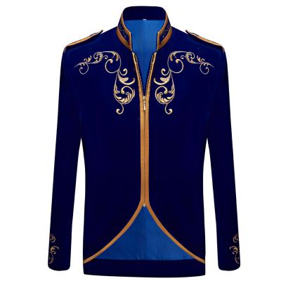 China Gothic Groom Singers Suit Jacket Men's Breathable British Style Series Embroidery Velvet Gold Embroidery Prince Blazer Wedding Jacket for sale