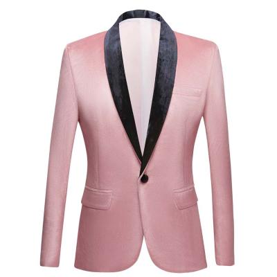 China Men's Pink Gold Velvet Fashion Suit Jacket Singer Prom Wedding Groom Breathable Slim Fit Blazers for sale