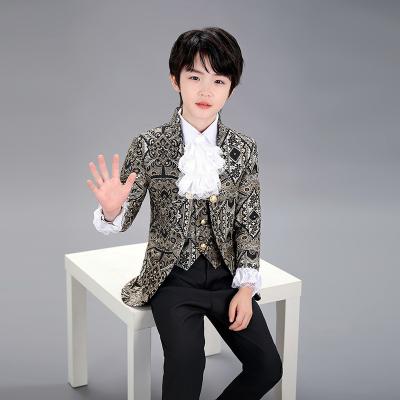 China Vintage Flower Boys Formal Wear 3 PCS Kids Suits To Wedding Blazer Vest Pants Children'S Suit Dress Kids Printed Suit for sale