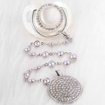 China Soother Bling Newborn Baby Soother Bling Pacifier Clip Chain BPA Free Shell Luxury Color For Shower Gift for sale