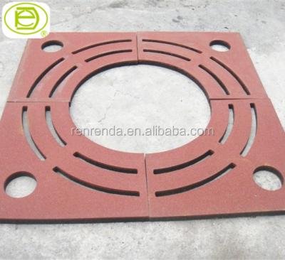 China Recycled Red Rubber Granules Mulch Wear Resistant Rubber Tree Ring Mat Brick for sale