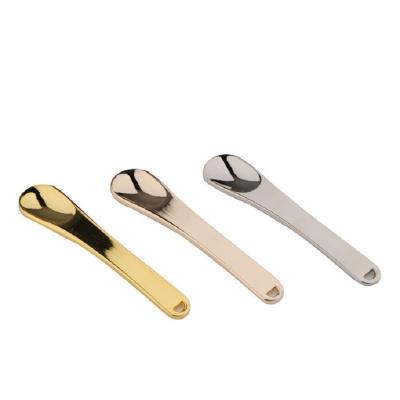 China Non Puddle Refillable Spatula Spoon Rose Gold Logo Custom Skincare Message Eye Metal Zinc Alloy Silver Facial Cream Cosmetic Tool for sale