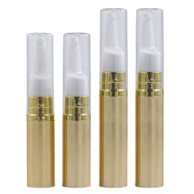 China Vacuum Pump With Massager Head 5ML 10ML Empty Refillable Vacuum Sealer Bottle AS Plastic Luxury Gold Silver Eye Cream Serum Airless Bottle With Massage Pump for sale