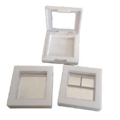 China Handmade White Compact Powder Container 27.5mm Square High Pigment Eyeshadow Palette Blush Empty Eyeshadow Case Packaging With Window for sale