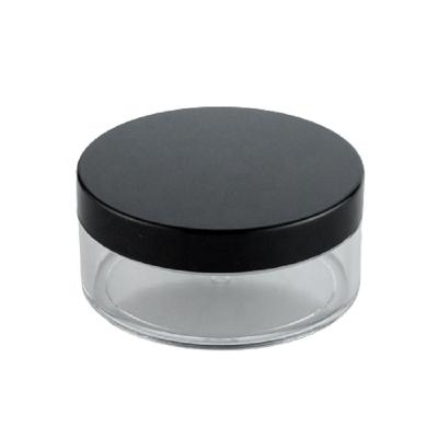 China Handmade Loose Powder Packaging 50G Container Black White Loose Setting Highlighter Bar Blush Case Empty Loose Powder Jar With Sieve for sale