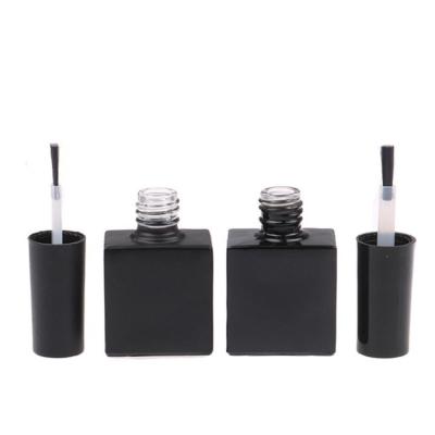 China Bottle With Frost Mate Black Square Glass Nail Glue Brush 10ML Glossy Polish Oil Bottle Enamel Brush Packing Vial Sun Block Classic UV Empty Bottle for sale