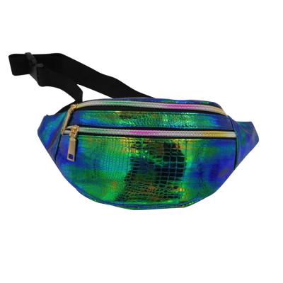 China Women Casual Fanny Pack Bum Bag Shiny Holographic Water Proof Waist Bag for sale