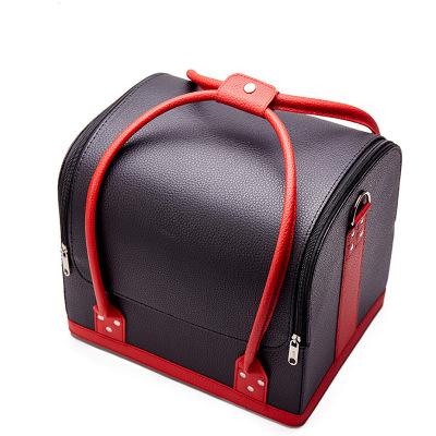 China Fashoion New Style Professional Large Removable PU Makeup Vanity Box Leather Cosmetic Handbag for sale