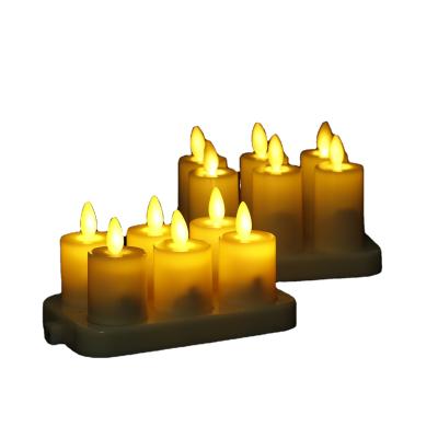 China Flameless Flickering Flameless LED Tea Lights Rechargeable Votive Candles with Movable Wick for Home Office Restaurant Tables Decor for sale