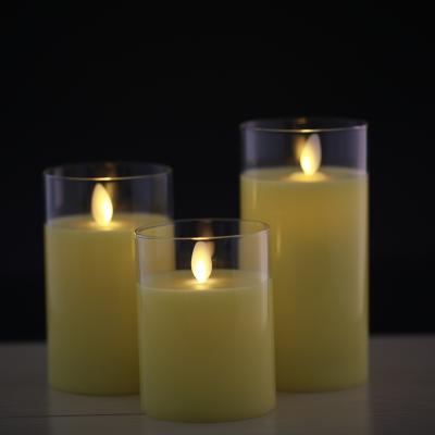 China Birthdays Candles Pillar Supplies Battery Lighting Flame LED Jar Flickering Glass Candle Sets For Christmas Decorations Candle Lantern for sale