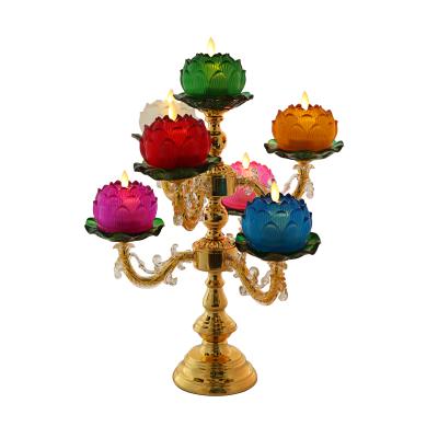 China Eco-friendly Birthdays Smokeless Candle Lighting Colorful LED Lights Flameless Candles Lotus Candle For Religious Activities for sale