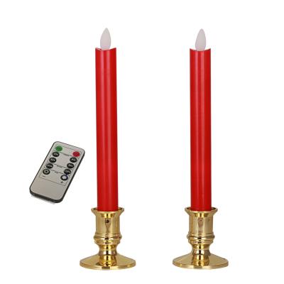 China Flameless Flickering Candlesticks Pillar Candles Birthdays Long Taper Candles with Battery Operated Timer Outs and Movable Wick for sale