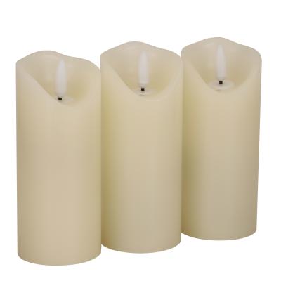 China OEM&ODM Birthdays Soy Wax Candle Ivory White Flameless Candle Lightings Battery Pillar LED Luxury Weeding Decoration Gifts for sale