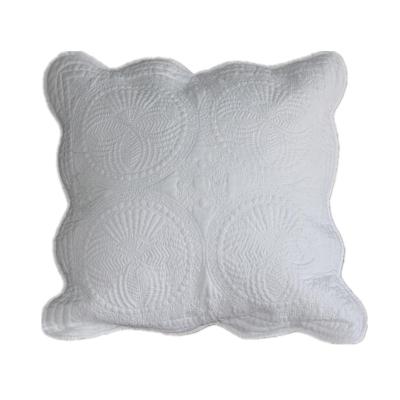 China Wholesale White Monogrammed Folded Cotton Quilted Pillow Cover Cushion Case for sale