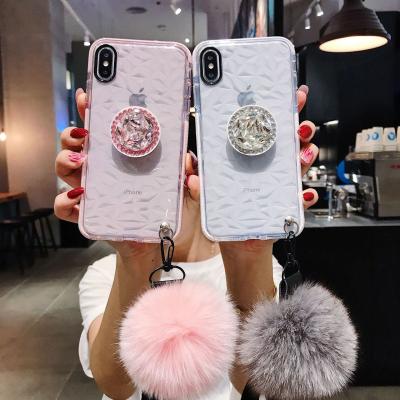 China Free Shipping Single Shell Luxury Diamond Tassel Phone Case Back Cover Shockproof Bumper Cell Phone Bracket Case For Phone for sale