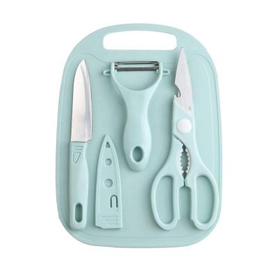 China Amazon Kitchen Knife Viable Hot 4 Pieces Set Scissors Peeler Chopper Plastic for sale