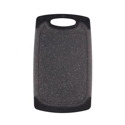 China Sustainable Marble Pattern Chopper Black Cutting Board Plastic With Juice Groove And Easy Grip Handle for sale