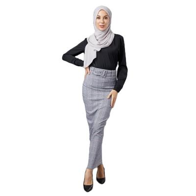 China Wholesale Breathable Maxi Plaid Skirt Hip Wrap Bodycon Long High Waist Pencil Skirt For Muslim Women Dresses Islamic Clothing for sale