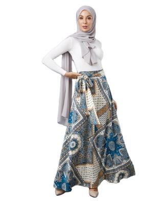 China Breathable Women's Breathable Ethnic Arab Middle East Muslim Summer Fashion Elegant High Waist Style Floral Skirt for sale