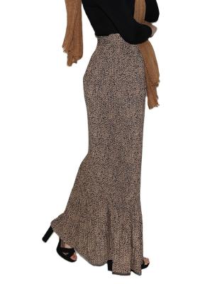 China Custom Breathable Muslim Summer Women Maxi Plus Leopard Pleated Long Skirt Casual Skirts Islamic Clothing for sale