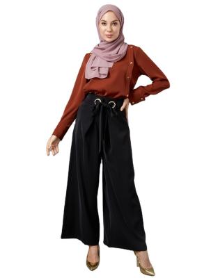 China Fashion Muslim Oversized Anti-Wrinkle Wide Leg Pants High Waisted Pleated Pants Good Quality Loose Muslim Women Long Pantyhose for sale