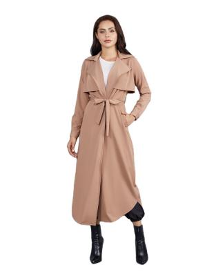 China OEM Breathable Muslim Women Fashion Casual Style Link - Cuff Maxi Trench Coat Women Elegant Chain Coat With Belt Ladies Street Wear Overcoat for sale