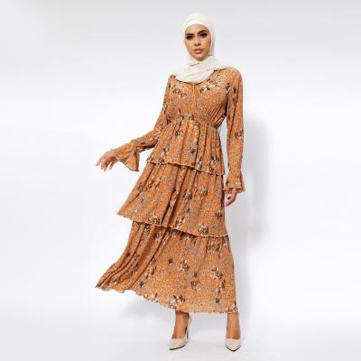 China New Style Floral Print Dress Summer Muslim Women Muslim Women's Long Size Dress Plus Size Clothing for sale