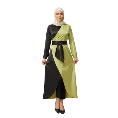 China Anti-wrinkle the new patchwork long robe fashion temperament link waist muslim kimono islamic slim fit robe for sale